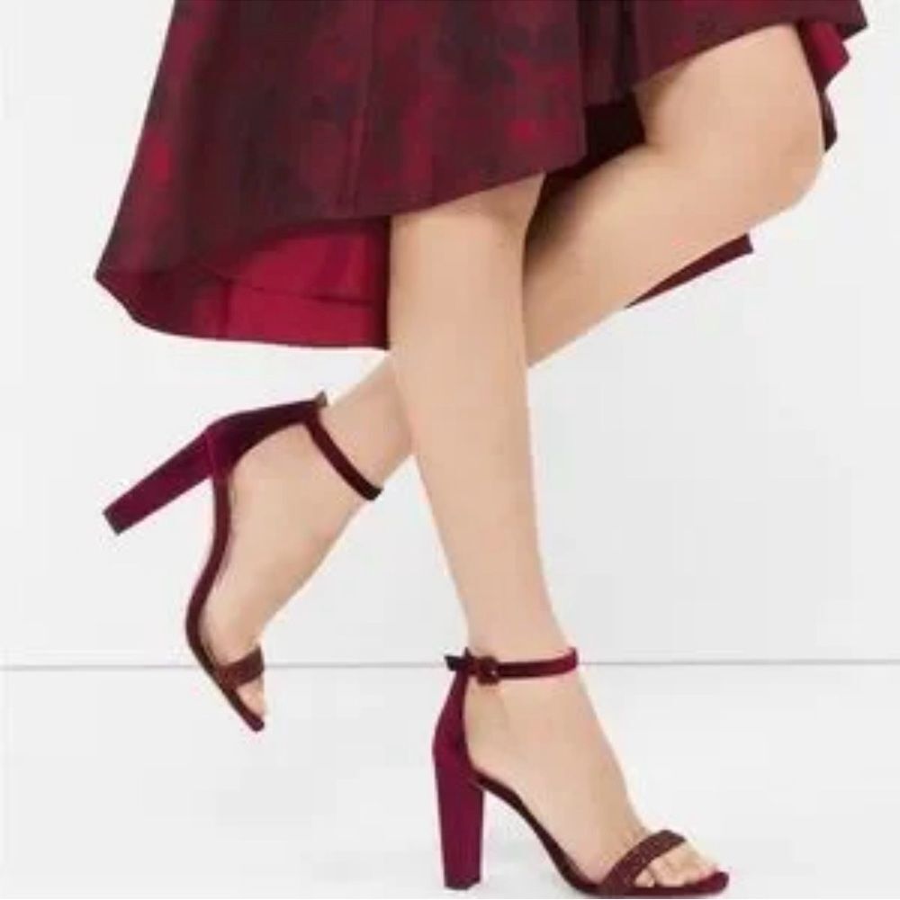 White House Black Market Deep Red Ankle Strap Heels